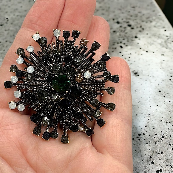 Mid-Century Modern starburst pin brown gemstones brand new - Picture 2 of 3